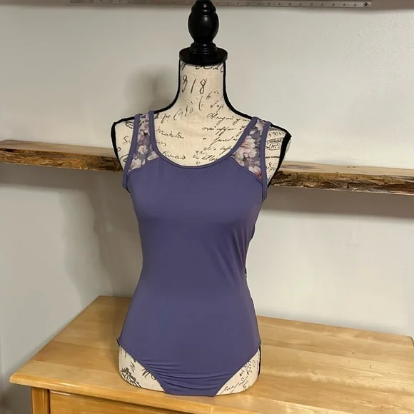 Balera Purple & Floral Leotard Medium Adult - Picture 3 of 8